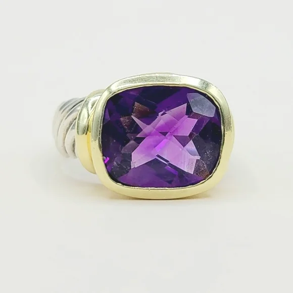 David Yurman Large Noblesse Ring Amethyst Ring Sz 8.5 - Picture 1 of 11